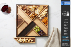 Wooden Snack Serving Tray Laser Cut | Modern Kitchenware SVG Product Image 1