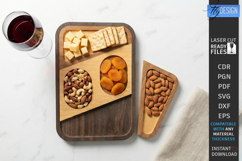 Wooden Snack Serving Tray Laser Cut | Modern Kitchenware SVG Product Image 1