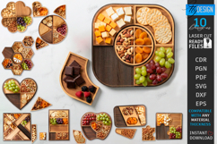 Snack Serving Tray Laser Cut Bundle | Modern Kitchenware SVG Product Image 1