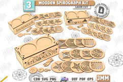 Wooden Spirograph Kit Laser Cut Bundle, Kids Spirograph SVG Product Image 1