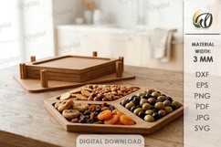 3D Stack Serving Tray Laser Cut. Snack Serving Tray SVG Product Image 1