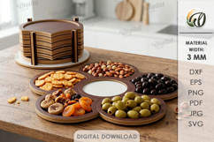 3D Stack Serving Tray Laser Cut. Snack Serving Tray SVG Product Image 1