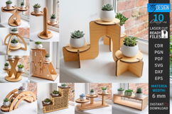 Succulent Plant Stands Laser Cut Bundle | Flower Pot Holders Product Image 1