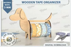 Wooden Tape Organizer Laser Cut. Tape Holder SVG. Dog SVG Product Image 1