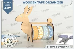 Wooden Tape Organizer Laser Cut. Tape Holder SVG. Bunny SVG Product Image 1