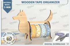 Wooden Tape Organizer Laser Cut. Tape Holder SVG. Dog SVG Product Image 1