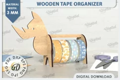 Wooden Tape Organizer Laser Cut. Rhinoceros SVG Product Image 1