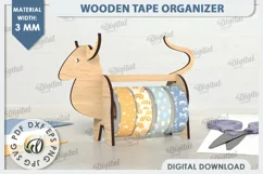 Wooden Tape Organizer Laser Cut. Tape Holder SVG. Bull SVG Product Image 1