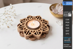 Lotus Flower Tealight Candle Holder Laser Cut Bundle | CNC Product Image 14