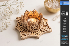 Lotus Flower Tealight Candle Holder Laser Cut Bundle | CNC Product Image 2