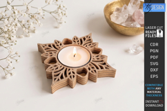 Lotus Flower Tealight Candle Holder Laser Cut Bundle | CNC Product Image 16