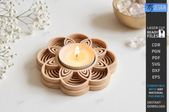 Lotus Flower Tealight Candle Holder Laser Cut Bundle | CNC Product Image 18