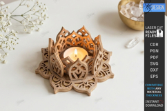Lotus Flower Tealight Candle Holder Laser Cut Bundle | CNC Product Image 21