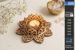 Lotus Flower Tealight Candle Holder Laser Cut Bundle | CNC Product Image 22