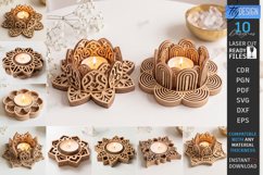 Lotus Flower Tealight Candle Holder Laser Cut Bundle | CNC Product Image 1