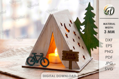 Tent Night Lights Bundle Laser Cut. Tea Light Holder SVG Product Image 3