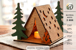 Tent Night Lights Bundle Laser Cut. Tea Light Holder SVG Product Image 9