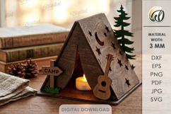 Camping Tent Night Light Laser Cut. Tea Light Holder SVG Product Image 1