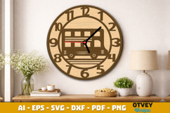 Wooden Transport Wall Clock Laser Cut File Product Image 2
