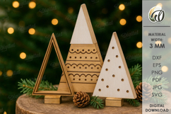 Wooden Trees Decors Bundle Laser Cut. Christmas Decor SVG Product Image 2