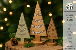 Wooden Trees Decors Bundle Laser Cut. Christmas Decor SVG Product Image 13