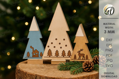 Wooden Trees Decors Bundle Laser Cut. Christmas Decor SVG Product Image 4