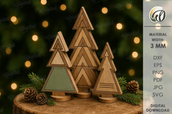 Wooden Trees Decors Bundle Laser Cut. Christmas Decor SVG Product Image 6