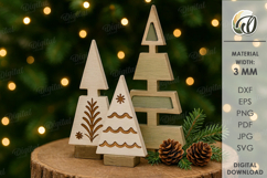 Wooden Trees Decor Laser Cut. Christmas Stand Decor SVG Product Image 1