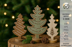 Wooden Trees Decors Bundle Laser Cut. Christmas Decor SVG Product Image 9