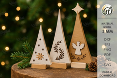 Wooden Trees Decor Laser Cut. Christmas Stand Decor SVG Product Image 1