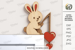 Valentine's Day Door Corner Laser Cut. Bunny SVG Product Image 1