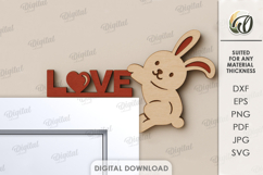 Valentine&#039;s Day Door Corner Laser Cut. Bunny SVG Product Image 1