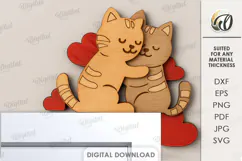 Valentine's Day Door Corner Laser Cut. Cat SVG Product Image 1