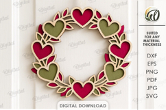 Valentine's Day Wreaths Bundle Laser Cut. Wall Decor SVG Product Image 2