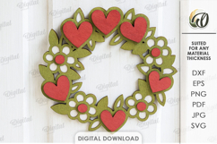 Valentine's Day Wreath Laser Cut. Valentine Wall Decor SVG Product Image 1