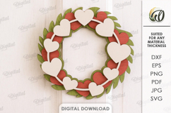 Valentine's Day Wreath Laser Cut. Valentine Wall Decor SVG Product Image 1