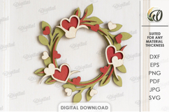 Valentine's Day Wreath Laser Cut. Valentine Wall Decor SVG Product Image 1
