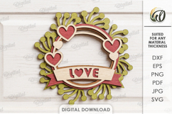 Valentine's Day Wreath Laser Cut. Valentine Wall Decor SVG Product Image 1