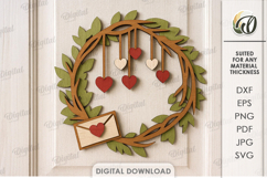 Valentine's Day Wreath Laser Cut. Valentine Wall Decor SVG Product Image 1