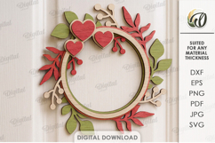 Valentine's Day Wreath Laser Cut. Valentine Wall Decor SVG Product Image 1