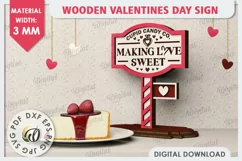 3D Wooden Valentines Day Sign Laser Cut. Love Sign SVG Product Image 1