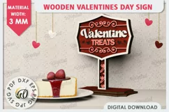 3D Wooden Valentines Day Sign Laser Cut. Love Sign SVG Product Image 1