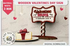 3D Wooden Valentines Day Sign Laser Cut. Love Sign SVG Product Image 1