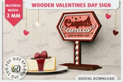 3D Wooden Valentines Day Sign Laser Cut. Love Sign SVG Product Image 1