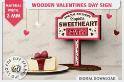 3D Wooden Valentines Day Sign Laser Cut. Love Sign SVG Product Image 1