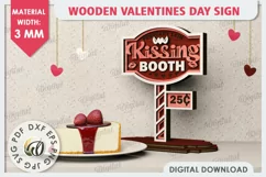 3D Wooden Valentines Day Sign Laser Cut. Love Sign SVG Product Image 1
