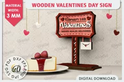 3D Wooden Valentines Day Sign Laser Cut. Love Sign SVG Product Image 1