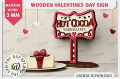 3D Wooden Valentines Day Sign Laser Cut. Love Sign SVG Product Image 1
