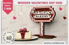 3D Wooden Valentines Day Sign Laser Cut. Love Sign SVG Product Image 1