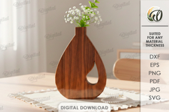 3D Decorative Vases Bundle Laser Cut. Flower Holder SVG Product Image 4